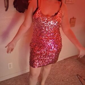 Sequin Party Dress - Pink